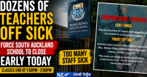 Dozens of teachers off sick force South Auckland school to close early today